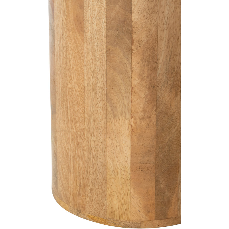 Lot de 2 Table d'appoint design chic Ronde Marbre Beige Bois de manguier Marron Monolya J-Line - 3