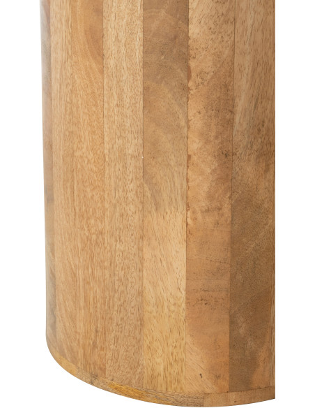 Lot de 2 Table d'appoint design chic Ronde Marbre Beige Bois de manguier Marron Monolya J-Line - 3