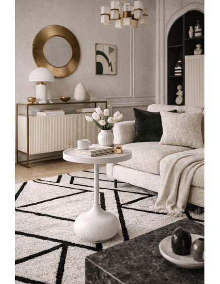 Table d'appoint design contemporain chic Ronde 45 cm Métal Blanc Calcéa