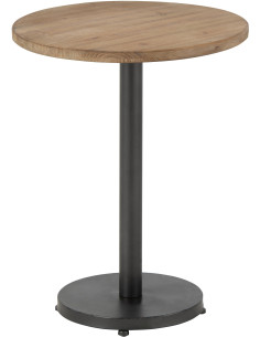 Table d'appoint Ronde Liam en Bois Marron Métal Noir - 1