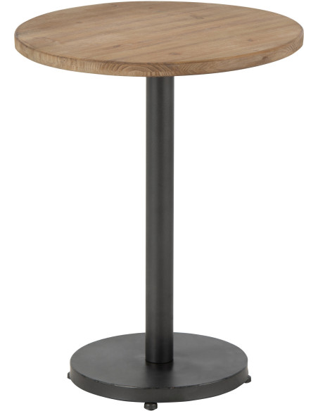 Table d'appoint Ronde Liam en Bois Marron Métal Noir - 1