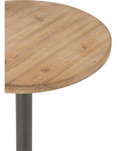 Table d'appoint Ronde Liam en Bois Marron Métal Noir - 3