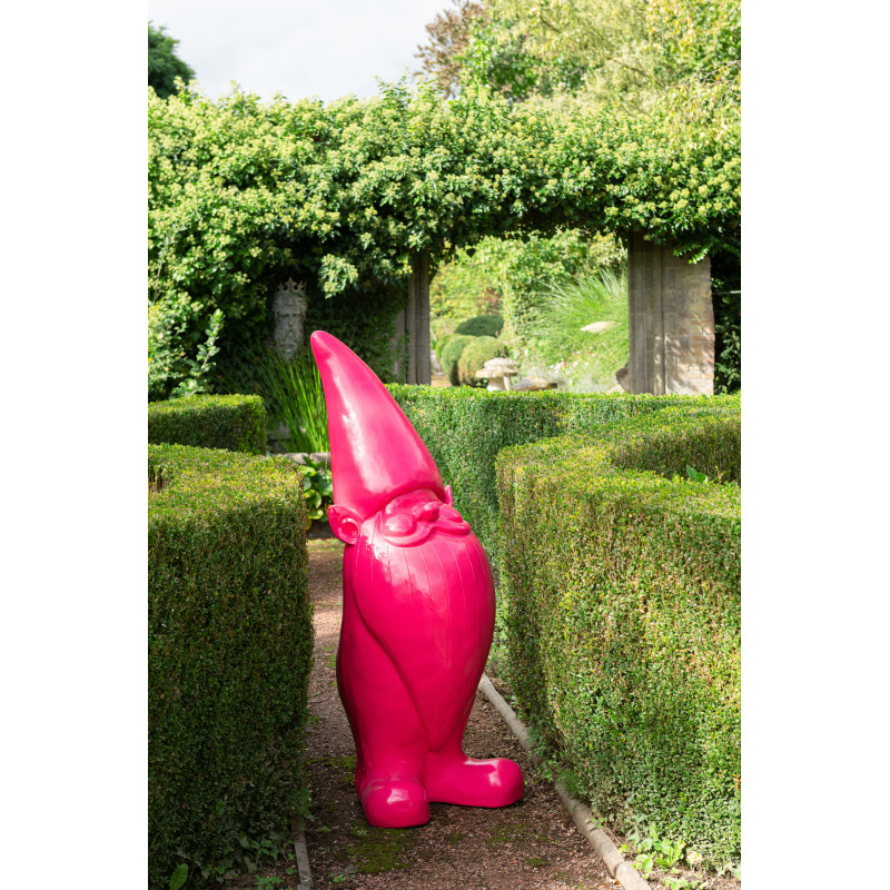Grande Statue design Lutin H 142 cm Résine Rose fuchsia Malice 
