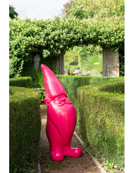 Grande Statue design Lutin H 142 cm Résine Rose fuchsia Malice 