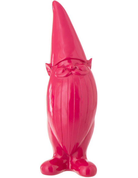 Statue design Lutin H 34 cm Résine Rose fuchsia Malice 