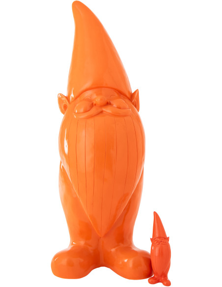 Grande Statue design Lutin H 142 cm Résine Orange Malice 