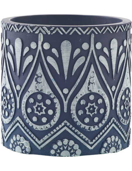 Bougie style méditerrannéen Citronnelle 25 H Terre cuite Bleu Blanc Cire Rivéa 