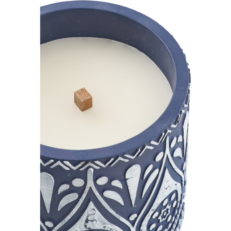 Bougie style méditerrannéen Citronnelle 25 H Terre cuite Bleu Blanc Cire Rivéa 