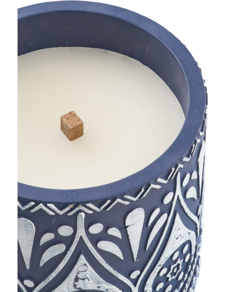 Bougie style méditerrannéen Citronnelle 25 H Terre cuite Bleu Blanc Cire Rivéa 