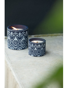 Bougie style méditerrannéen Citronnelle 22 H Terre cuite Bleu Blanc Cire Rivéa 