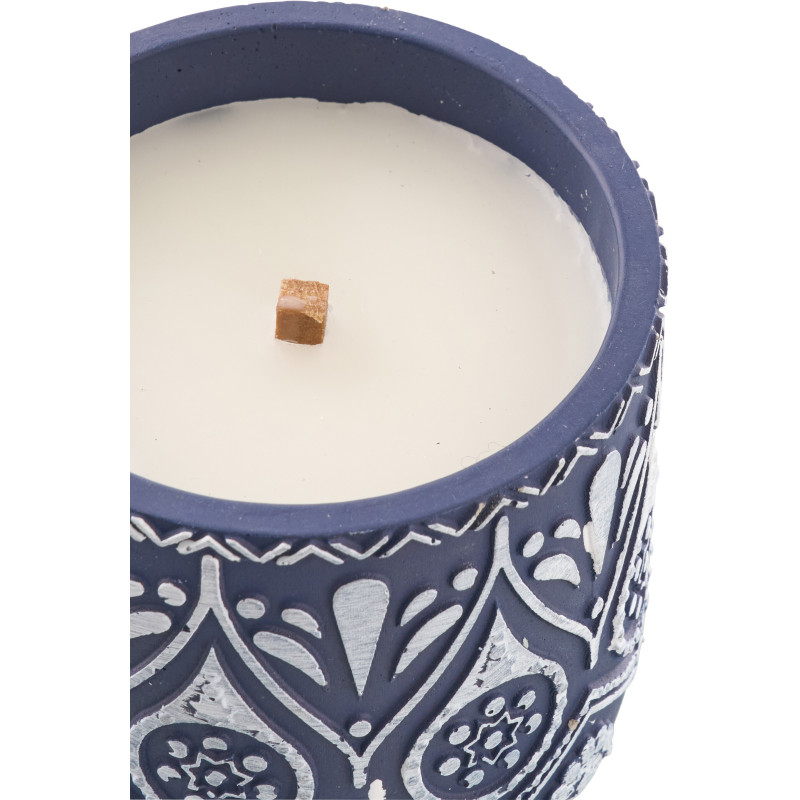 Bougie style méditerrannéen Citronnelle 22 H Terre cuite Bleu Blanc Cire Rivéa 