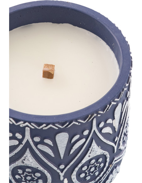 Bougie style méditerrannéen Citronnelle 22 H Terre cuite Bleu Blanc Cire Rivéa 