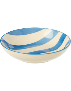Assiette creuse style bord de mer Ronde 20 cm Grès Bleu Blanc Motif lignes Verona 