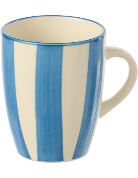 Mug style bord de mer 340 ml Grès Bleu Blanc Motif lignes Verona 