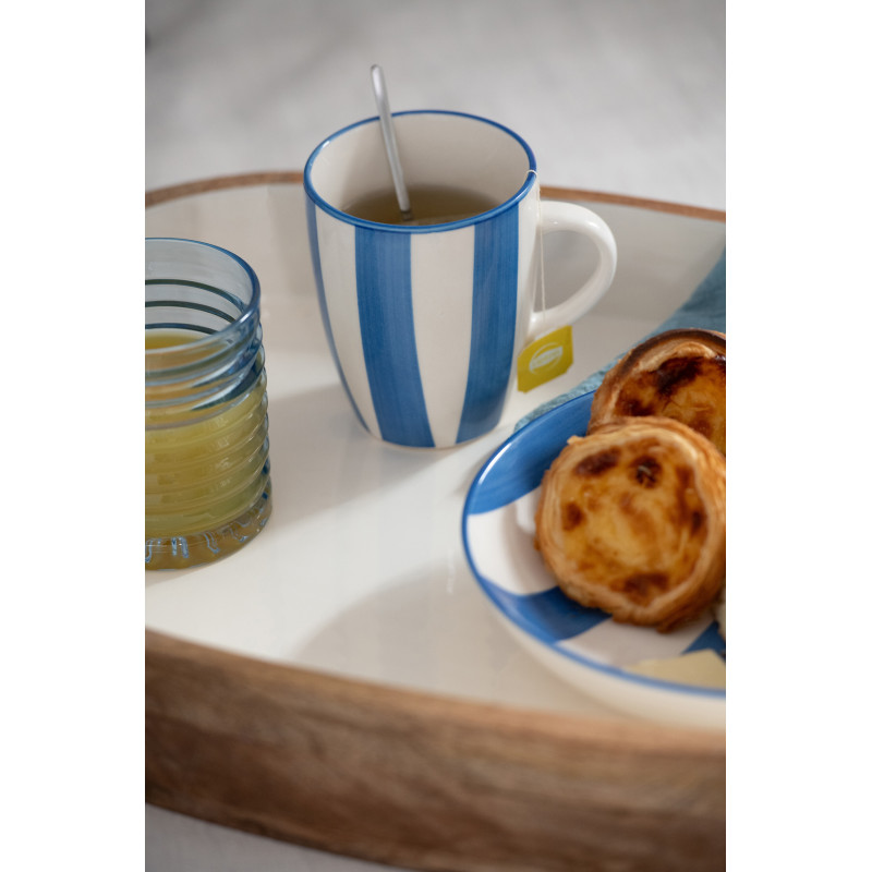 Mug style bord de mer 340 ml Grès Bleu Blanc Motif lignes Verona 