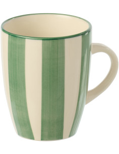Mug style bord de mer 340 ml Grès Vert Blanc Motif lignes Verona 