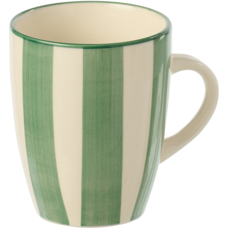 Mug style bord de mer 340 ml Grès Vert Blanc Motif lignes Verona 