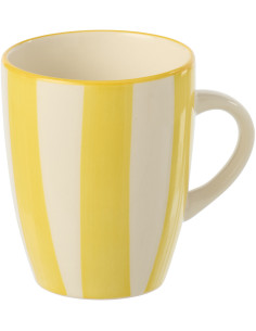 Mug style bord de mer 340 ml Grès Jaune Blanc Motif lignes Verona 
