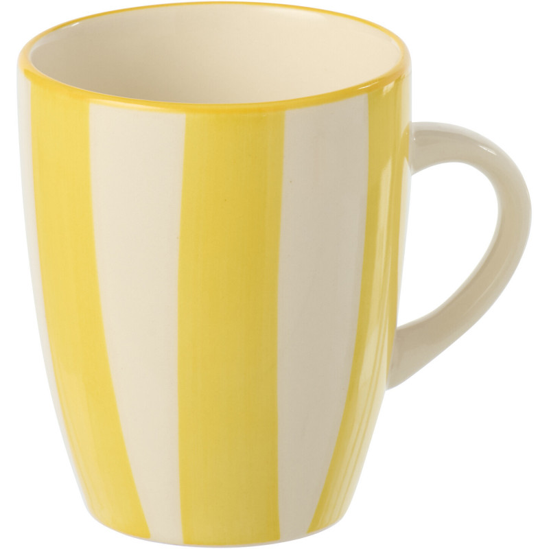 Mug style bord de mer 340 ml Grès Jaune Blanc Motif lignes Verona 