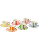 Coffret 6 tasses à café rayées porcelaine 230 ml 15x15x8 cm Giardino
