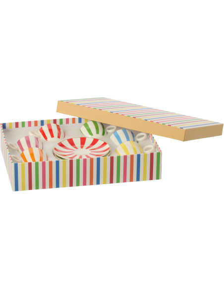 Lot de 6 Tasses espresso bistrot italien Porcelaine Multicolore Motif rayures Giardino 