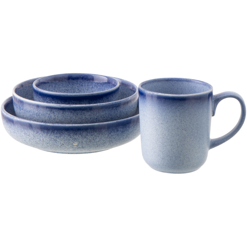 Assiette creuse japandi minimaliste Ronde 20 cm Grès Bleu Luna 