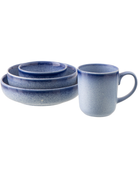 Assiette creuse japandi minimaliste Ronde 20 cm Grès Bleu Luna 