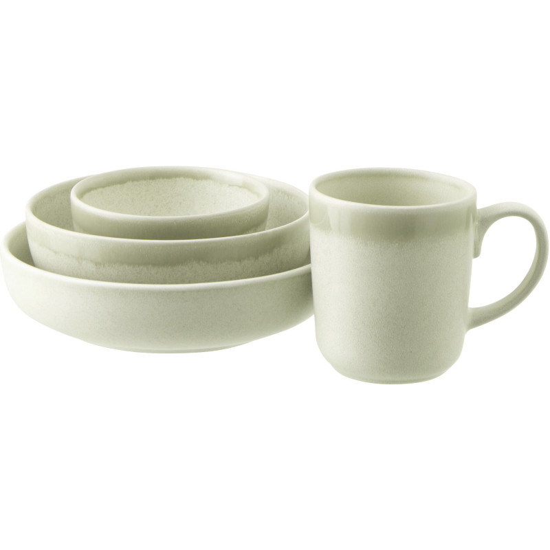 Assiette creuse japandi minimaliste Ronde 20 cm Grès Vert clair Luna 