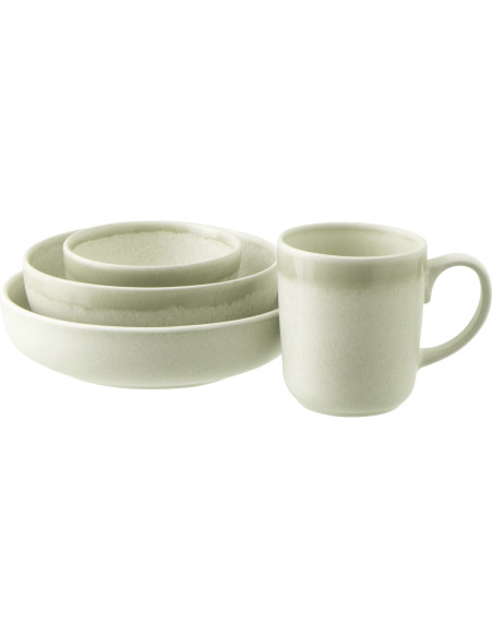 Assiette creuse japandi minimaliste Ronde 20 cm Grès Vert clair Luna 