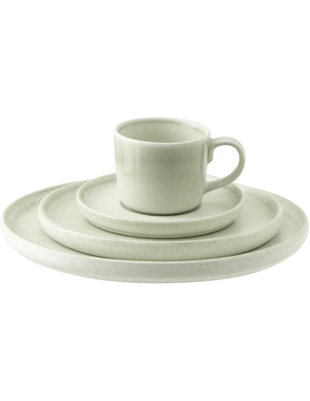 Assiette plate Japandi minimaliste Ronde 26 cm Grès Vert clair Luna 