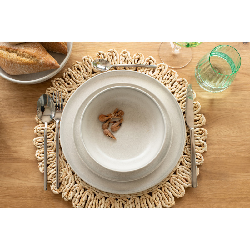 Assiette creuse japandi minimaliste Ronde 20 cm Grès Gris clair Luna 