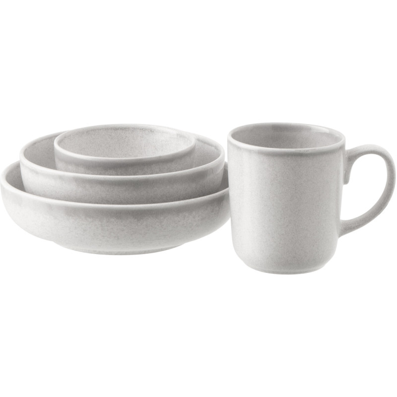 Assiette creuse japandi minimaliste Ronde 20 cm Grès Gris clair Luna 