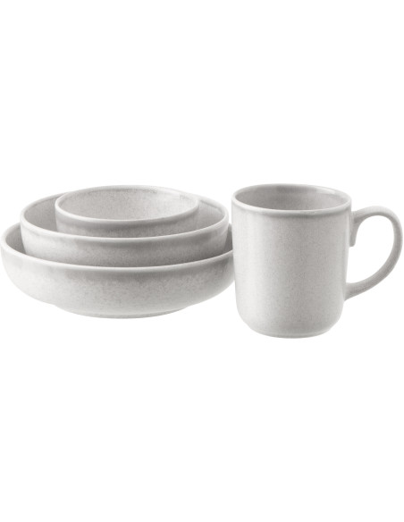 Assiette creuse japandi minimaliste Ronde 20 cm Grès Gris clair Luna 