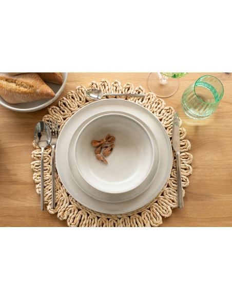 Assiette à dessert Japandi minimaliste Ronde 21 cm Grès Gris clair Luna 