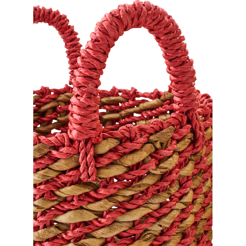 Lot de 3 Paniers de rangement ethniques avec anses Raphia Orange Jaune Rouge Tressé Kobana 