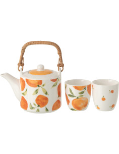 Service à thé style méditerrannéen 600 ml Céramique Blanc Orange Motif oranges Fruttia 