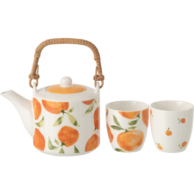 Service à thé style méditerrannéen 600 ml Céramique Blanc Orange Motif oranges Fruttia 