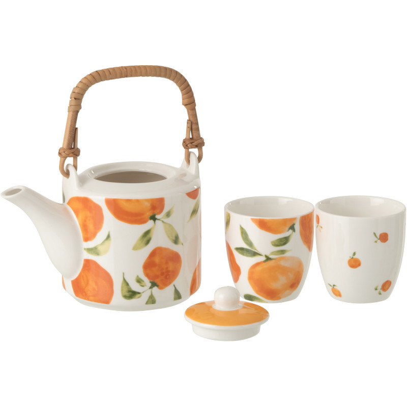 Service à thé style méditerrannéen 600 ml Céramique Blanc Orange Motif oranges Fruttia 