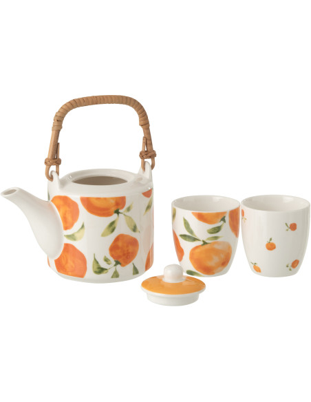Service à thé style méditerrannéen 600 ml Céramique Blanc Orange Motif oranges Fruttia 