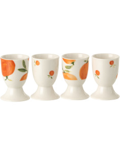 Lot 4 Coquetiers style méditerrannéen Céramique Blanc Orange Motif oranges Fruttia 