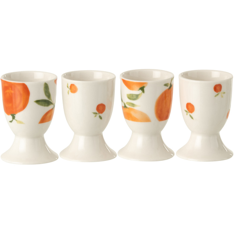 Lot 4 Coquetiers style méditerrannéen Céramique Blanc Orange Motif oranges Fruttia 