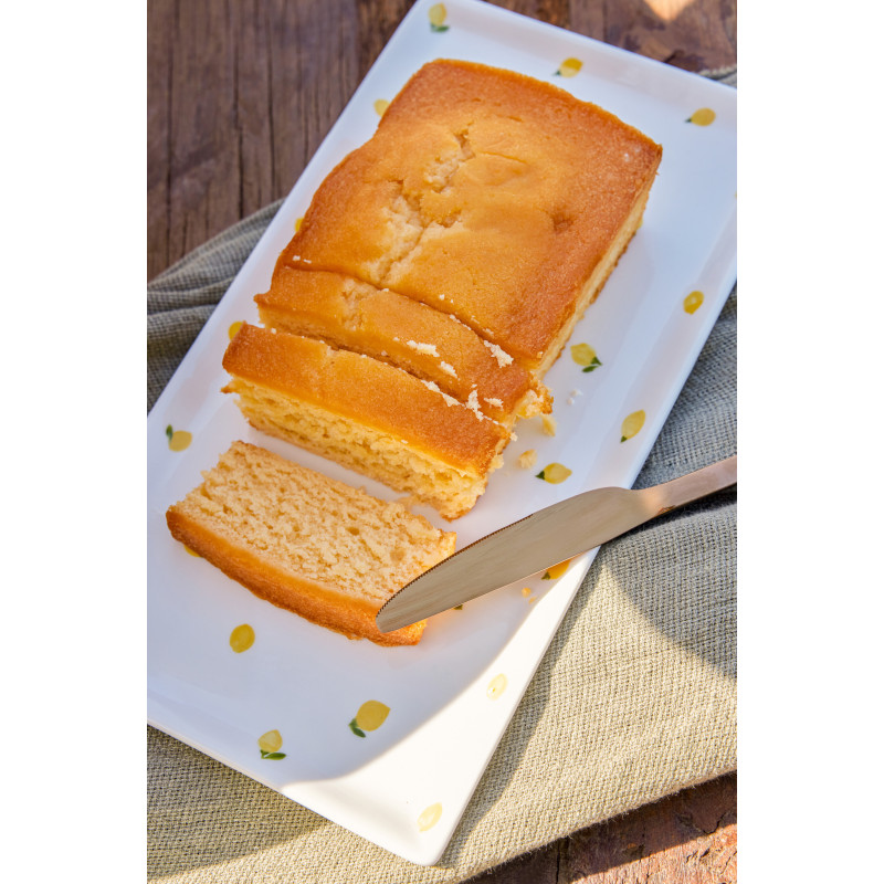 Lot de 2 Plateaux de service style méditerrannéen Rectangulaire 31 cm Céramique Blanc Jaune Motif citrons Fruttia 