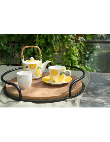 Service à thé style méditerrannéen 600 ml Céramique Blanc Jaune Motif citrons Fruttia 