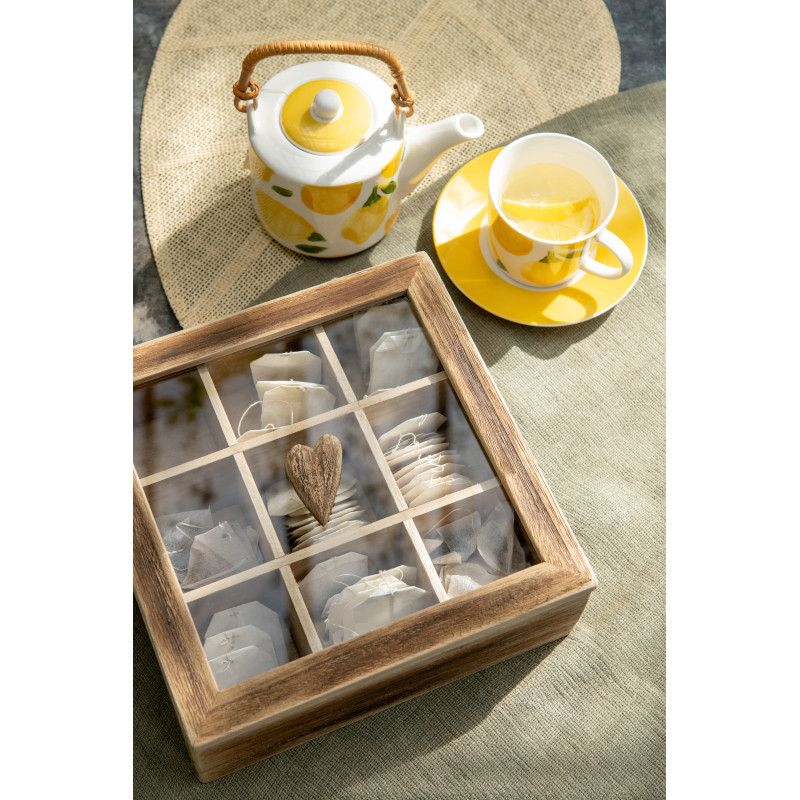 Lot de 4 Tasses à expresso style méditerrannéen 90 ml Céramique Blanc Jaune Motif citrons Fruttia 