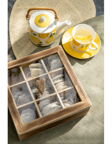 Lot de 4 Tasses à expresso style méditerrannéen 90 ml Céramique Blanc Jaune Motif citrons Fruttia 