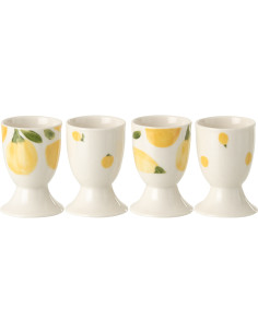 Lot 4 Coquetiers style méditerrannéen Céramique Blanc Jaune Motif citrons Fruttia 