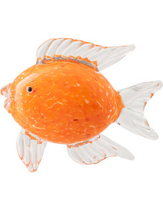Grand Presse-papier bord de mer Poisson 17 cm Verre Orange Thalor 