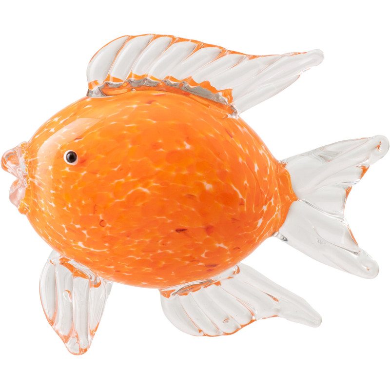 Grand Presse-papier bord de mer Poisson 17 cm Verre Orange Thalor 