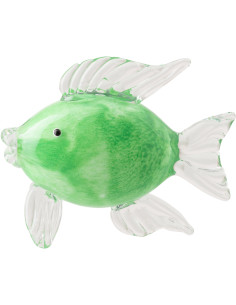 Grand Presse-papier bord de mer Poisson 17 cm Verre Vert Thalor 
