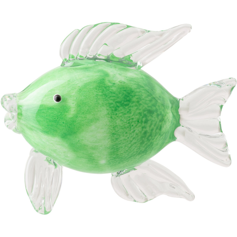 Grand Presse-papier bord de mer Poisson 17 cm Verre Vert Thalor 
